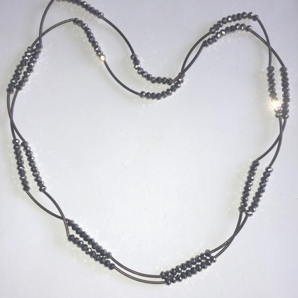Jewelry - Gunmetal Gray Metallic Glass Beaded Boho Necklace